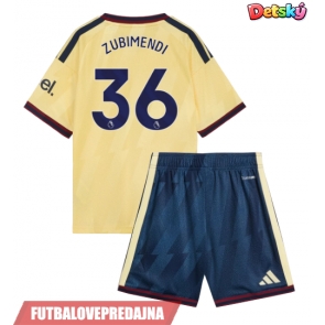 Lacne Dětský Futbalové dres Arsenal Martin Zubimendi #36 2026-27 Krátky Rukáv - Tretina (+ trenírky)